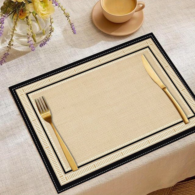 VIKAMA Tischsets in Beige, minimalistisches geometrisches Design, rechteckig, 4 oder 6 Stück im Set - Bild 1