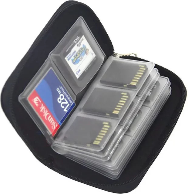 Speicherkartenetui in Schwarz mit 22 Steckplätzen für CF, SD, Micro SD, SDHC, MS und DS-Spielkarten - Bild 1