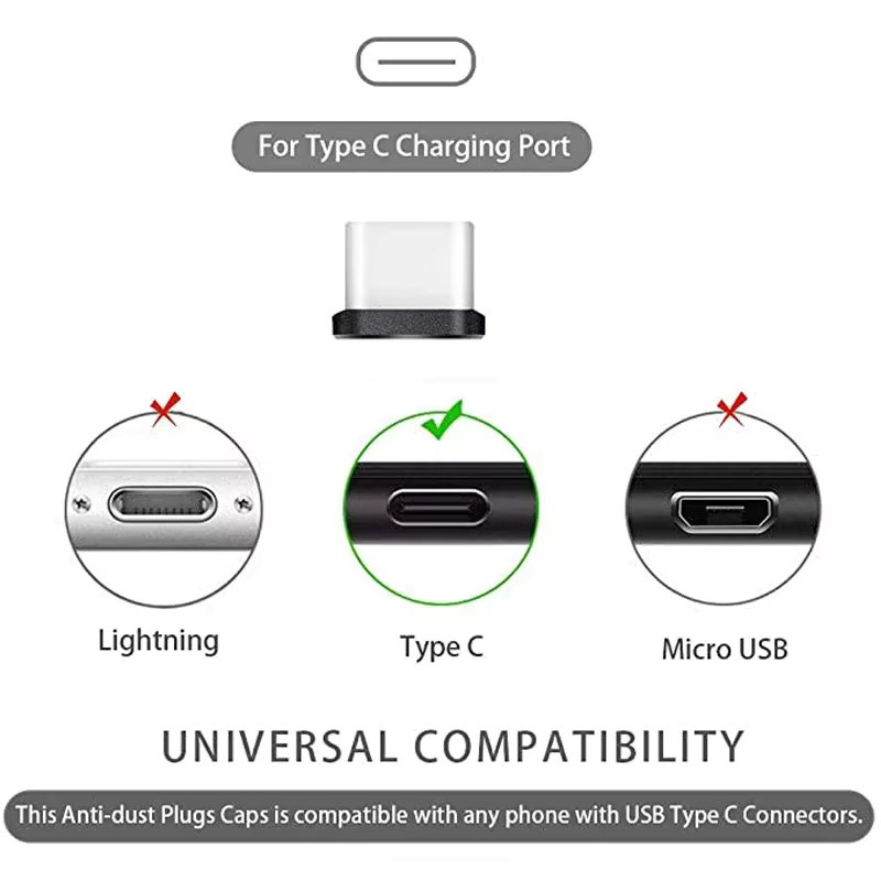 4-teiliges USB-C Staubschutz-Set in Silber mit Reinigungsbürste und Anti-Staub-Abdeckkappen für Samsung und alle USB-C Smartphones - Bild 5