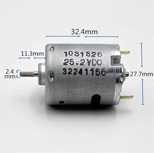 Johnson RS-365 Mikro-Elektromotor 12V-25,2V mit gerändelter Welle, Farbe: Silber - Bild 1