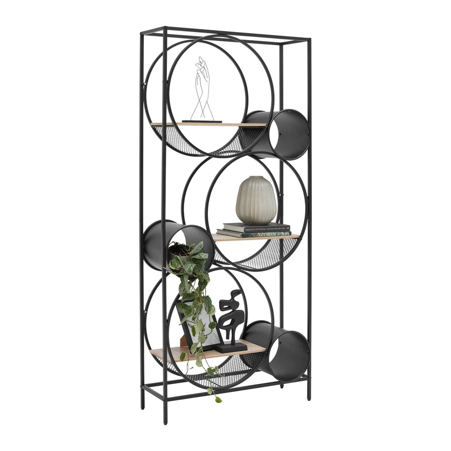 Premium Living Regal Circle aus Metall und MDF in Naturfarben und Schwarz, H: 186,0 cm, B: 84,0 cm, T: 30,0 cm - Bild 2