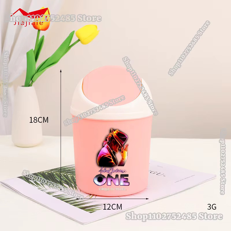 Bandai Michael Jackson Mini-Mülleimer mit Schwingdeckel in Pink für Büro und Auto - Bild 1