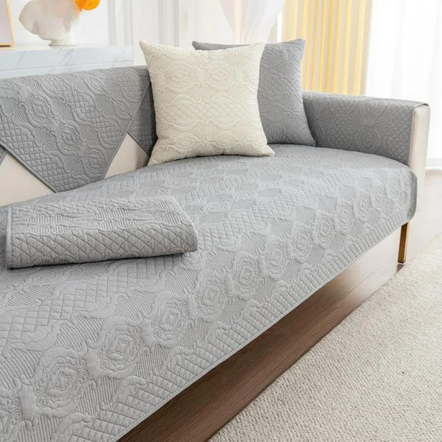 Rutschfester Sofabezug aus Polyester in Grau, Modernes Universaltuch für Kissen und Sofas, B/H: 70 x 70 cm - Bild 1