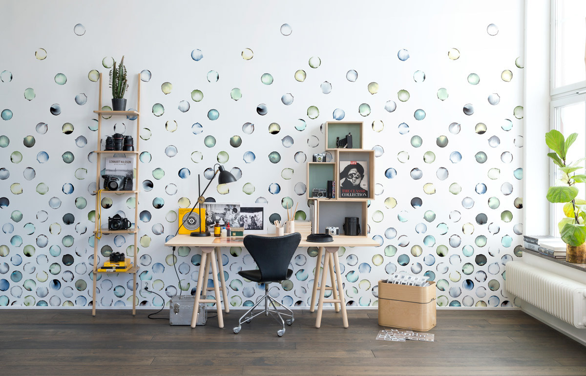 Rebel Walls Mural Lenses Aqua Wandtattoo in Blau aus Papier - Bild 1