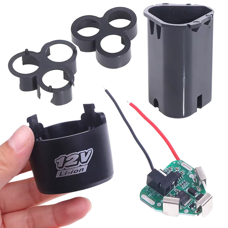 JETTING BMS 18650 Lithium-Akku-Gehäuse mit Halterung und 3S 12V DC Schutzplatine für Handbohrmaschinen, Schwarz - Bild 3