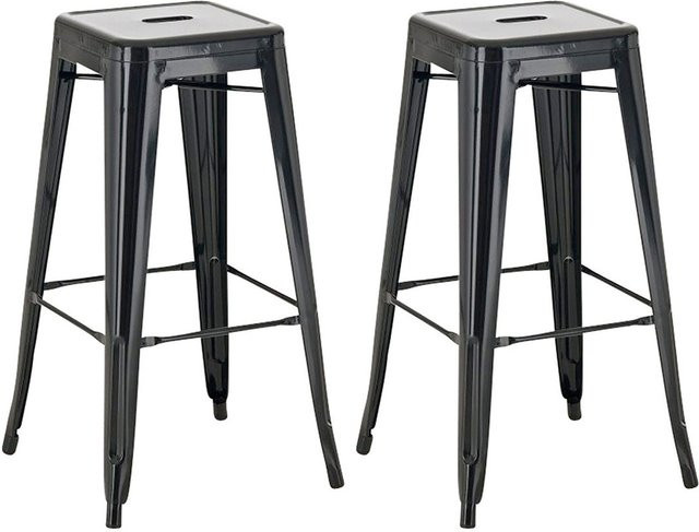 TPFLiving 2er Set Barhocker Joy Metall Schwarz stapelbar - Bild 1