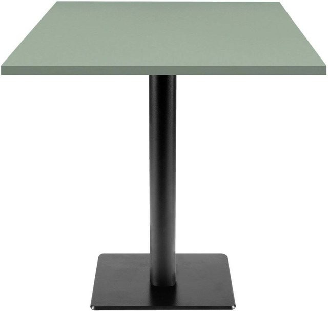 RestooTab Tisch Milan T quadratisch in Hellgrün mit Holzdekor und Metallgestell, B/T/H: 70 x 70 x 75 cm - Bild 1