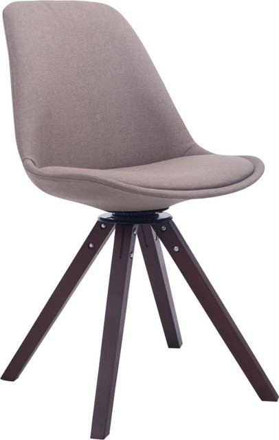 CLP Retrostuhl Troyes Square in Beige mit Stoffbezug, drehbarer Schalensitz und massiven Holzbeinen - Bild 1