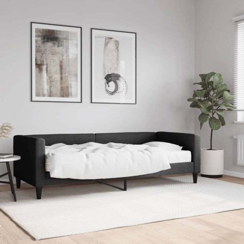 vidaxl Polsterbett Tagesbett mit Matratze aus Metall und Stoff in Schwarz B/T/H: 80 x 200 cm - Bild 1