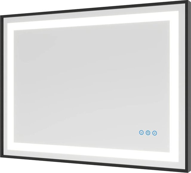Aquabatos LED Badspiegel Schwarz, dimmbar mit Touch-Schalter, B/H: 80 x 60 cm - Bild 1
