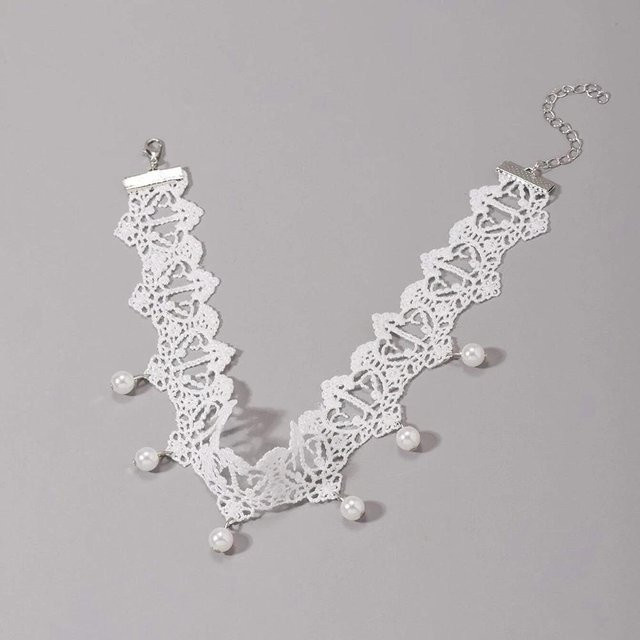 Bohemia Choker Halskette, Perle, Weiß, Messing, Damen - Bild 1