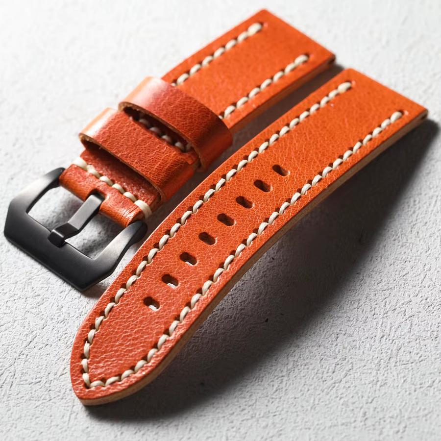 Raystray Uhrenarmband Leder, orange-gelb, Vintage, Unisex - Bild 4
