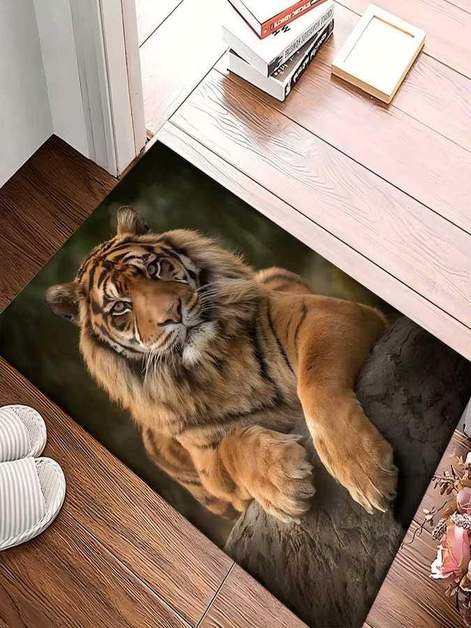 VIKAMA Teppich mit Tiger-Muster in Multicolour, weiche Flanell-Bodenmatte für Wohnzimmer und Schlafzimmer, B/T: 160 x 120 cm - Bild 5