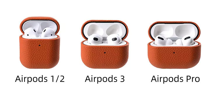 Melkco Echtes Rindsleder Schutzhülle für AirPods Pro, Pro 2, AirPods 4, 3, 2, 1 in Orange - Bild 3