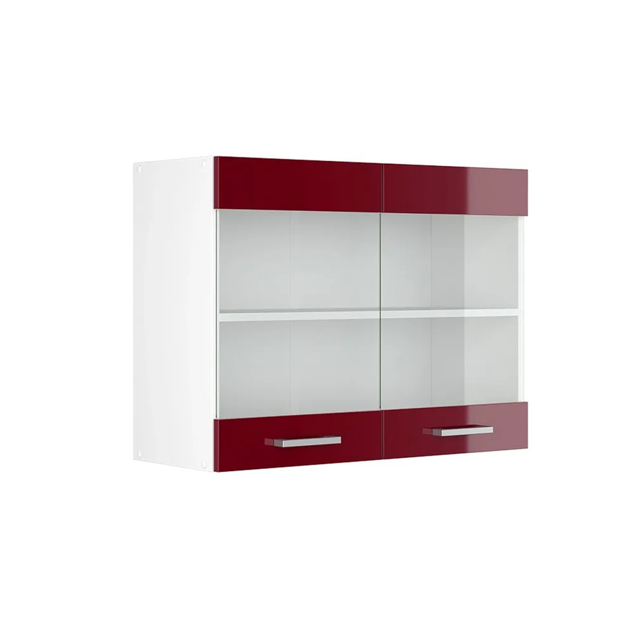 Vicco R-Line Küchenglasschrank Glashängeschrank in Bordeaux Hochglanz und Weiß, B: 80 cm, H: 60 cm, T: 31 cm - Bild 2