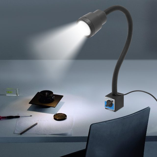 Flexible 5-W LED-Arbeitsleuchte in Schwarz mit magnetischer Basis für Werkzeugmaschinen, Drehmaschinen und Fräsmaschinen - Bild 1