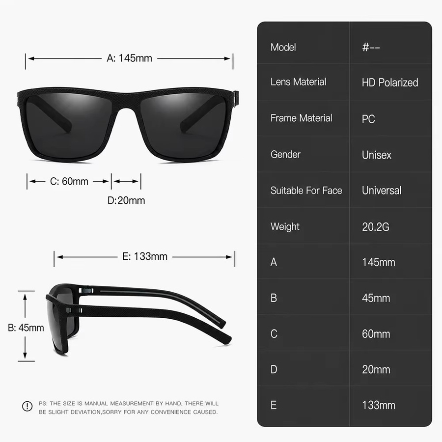 AWGSEE Sonnenbrille, quadratisch, Vollrand, Kunststoff, schwarz, Herren - Bild 4