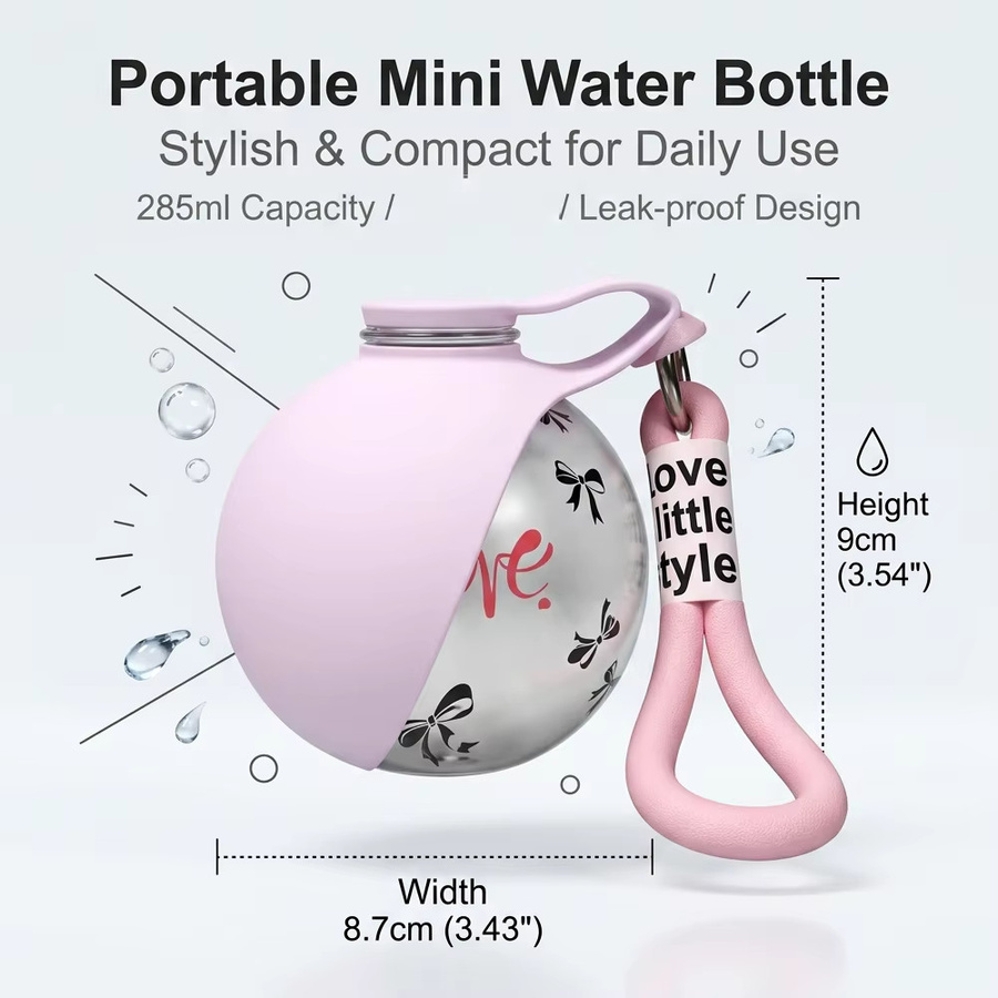 Weomg Auslaufsichere Haustier-Wasserflasche mit faltbarer Silikonschüssel in Pink für Hunde und Katzen - Bild 1