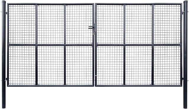 vidaXL Gitter-Gartentor aus verzinktem Stahl in Grau, Breite: 415 cm, Höhe: 200 cm - Bild 1