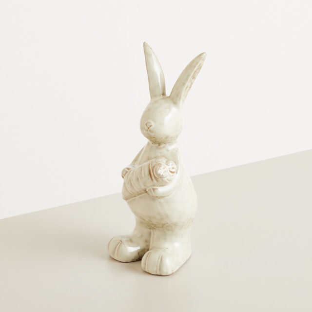 Green Living Deko Keramik Hase Reaktiv Grau mit Armen vorne als Osterdeko und Ganzjahres-Accessoire - Bild 1