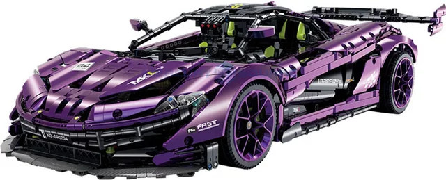Lila High-Tech-Supercar-Bausteine, Mechanisches Sportrennwagen-Modell, 1:8, ab 14 Jahren - Bild 1