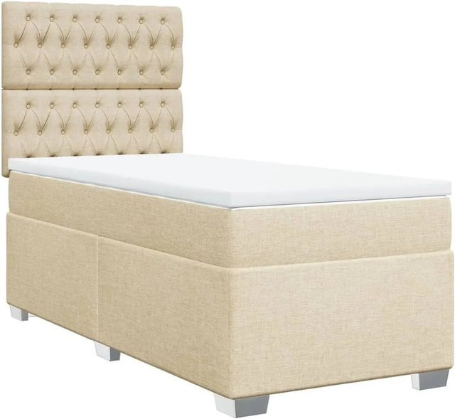 vidaXL Boxspringbett Hybrid mit Matratze und USB-Ladeport, Farbe Creme/Beige, B/T/H: 90 x 200 x 150,5 cm - Bild 1