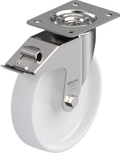 Blickle LEX-PO 200G-FI Lenkrolle mit Feststeller aus Edelstahl in Weiß, Rad-Durchmesser: 20 cm, Tragfähigkeit: 300 kg - Bild 1