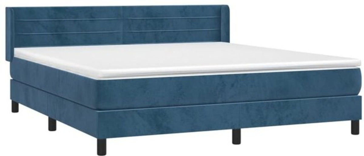 Vidaxl Boxspringbett mit Matratze aus Samt in Blau, B/T/H: 180 x 200 cm - Bild 1