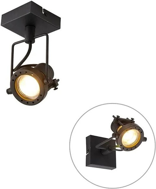 QAZQA Industrieller Deckenspot Schwarz, verstellbar und dimmbar, GU10, rund, Metall - Bild 1