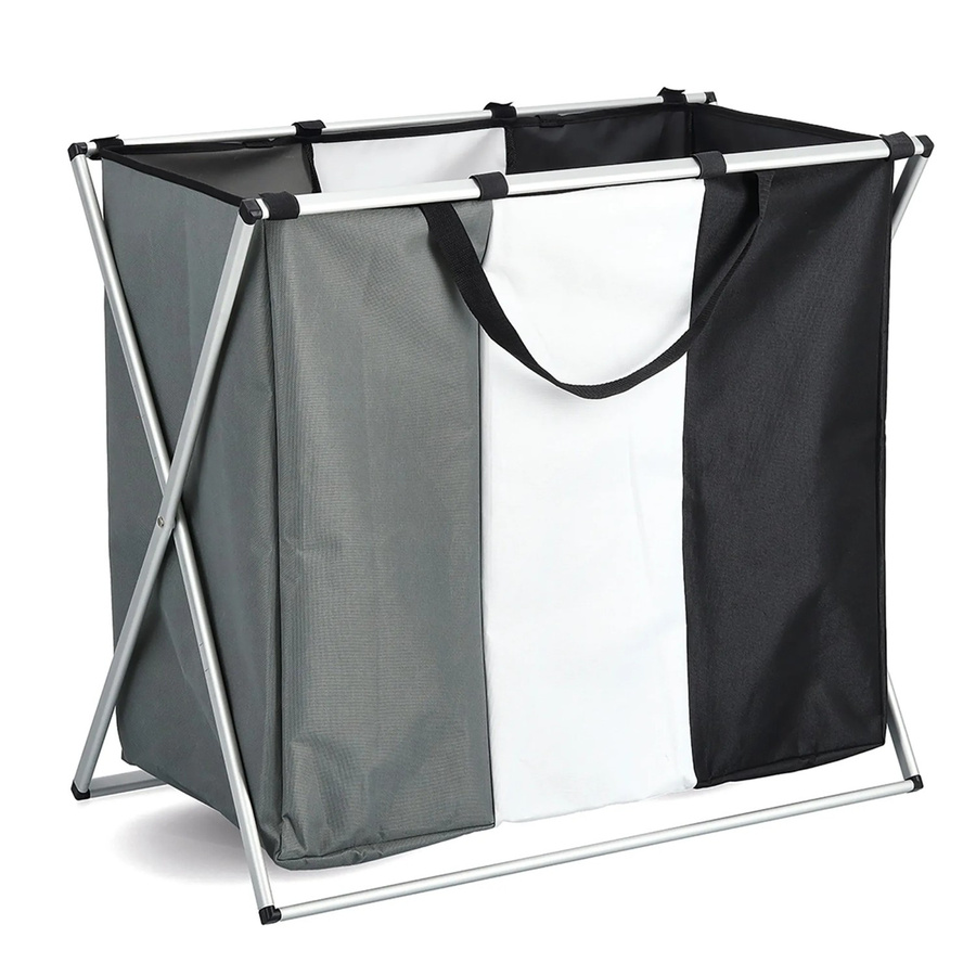 Zeller Present Wäschesortierer 3-fach Schwarz-Grau-Weiß H: 64 cm, B: 57 cm, T: 40 cm - Bild 2