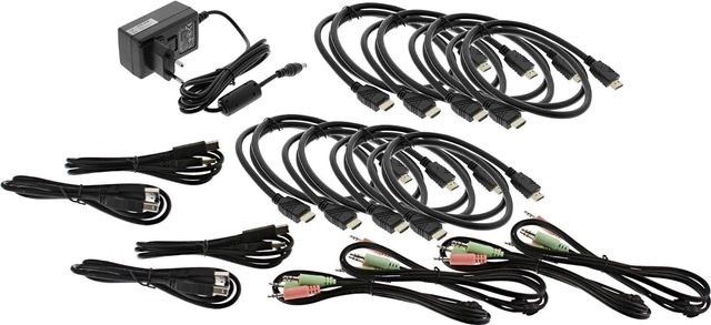 InLine KVM Desktop Switch 4-fach mit Dual Monitor, HDMI 4K UHD, USB 3.0 und Audio in Schwarz (62654I) - Bild 1