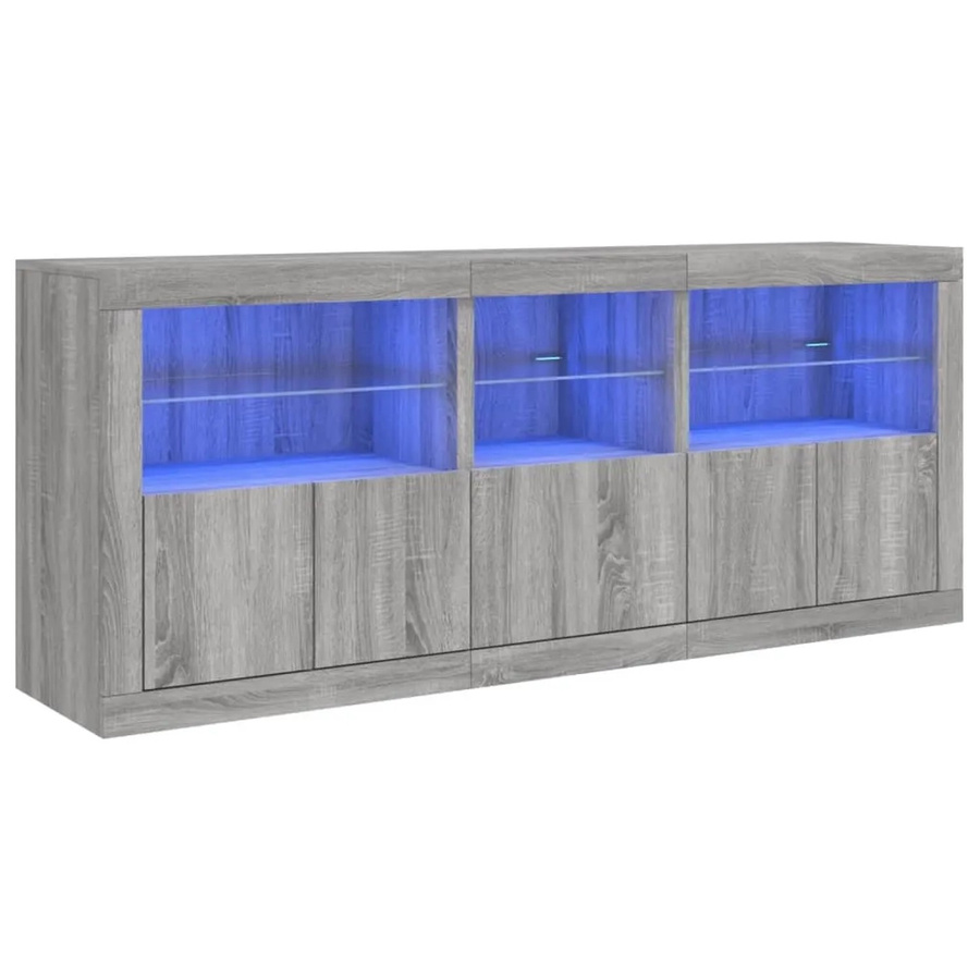 vidaXL Sideboard modern in Grau Sonoma mit integrierter LED-Beleuchtung, B/T/H: 162 x 37 x 67 cm - Bild 2