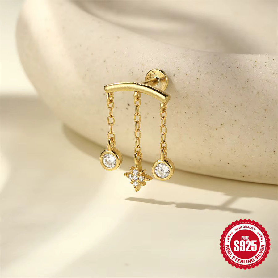 ROXI Ohrringe, 925 Sterling Silber, Stern, Geometrische Quaste, Damen - Bild 2