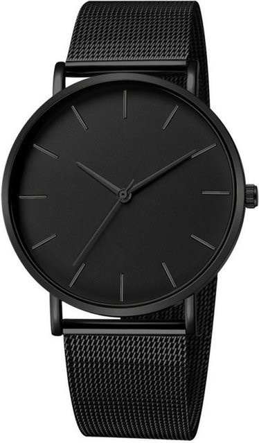 Genf Armbanduhr, Quarz, Milanaise, Schwarz, Herren - Bild 1