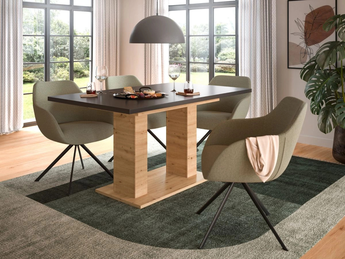 Inn.Furn Esstisch ausziehbar in Grau und Eiche, B/T/H: 150 x 90 x 76 cm, erweiterbar auf 190 cm - Bild 4