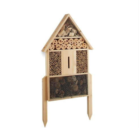 Relaxdays Insektenhotel aus Holz und Bambus, selbststehend, B/T/H: 60,5 x 37 x 9 cm