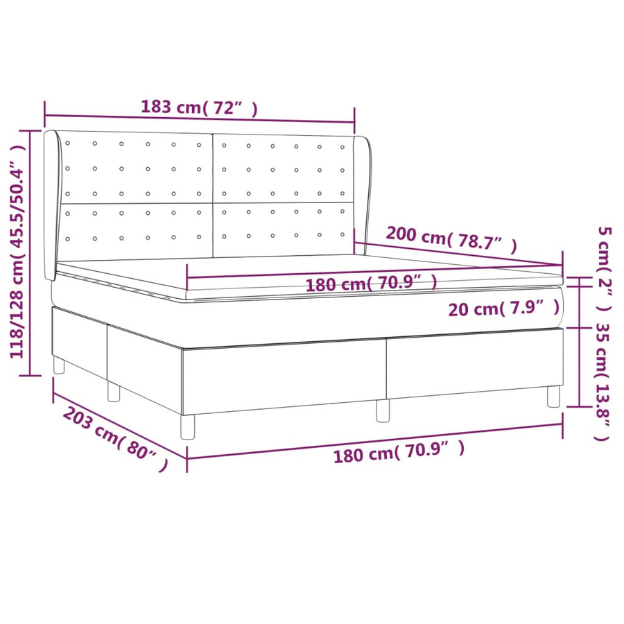 vidaXL Boxspringbett Hybrid mit Matratze und Kopfteil, Dunkelgrau, B/T/H: 180 x 200 cm - Bild 3