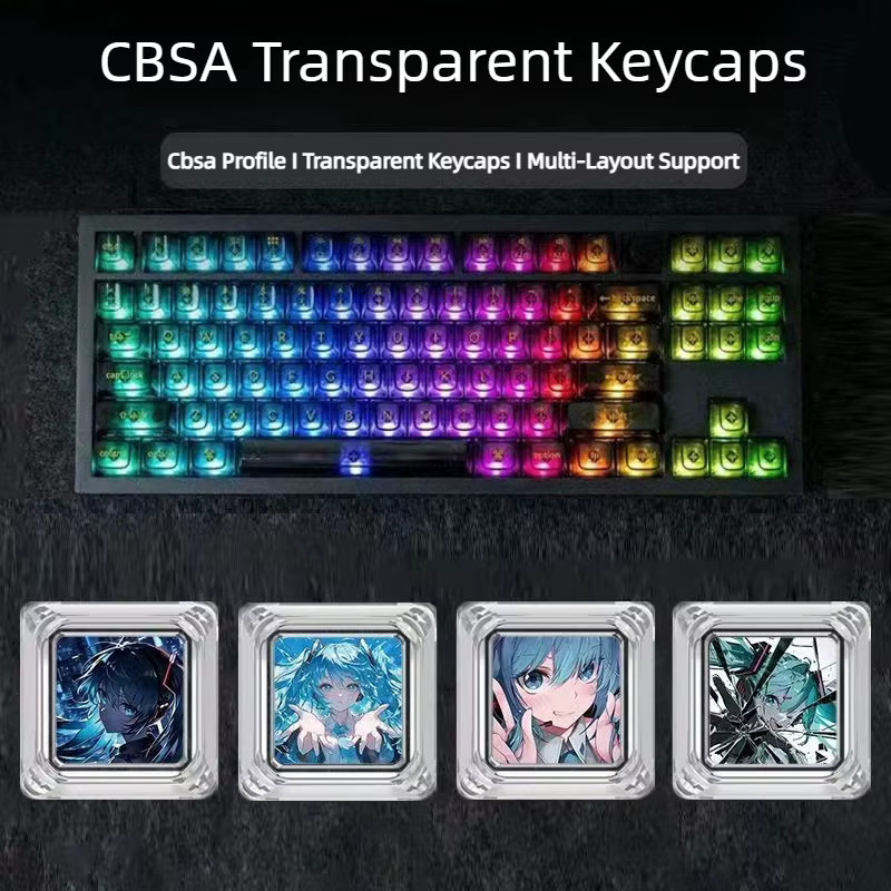 Bandai Anime Hatsune Miku Puppe Transparente Tastenkappe für Mechanische Tastaturen mit Kreuzanschluss - Bild 2