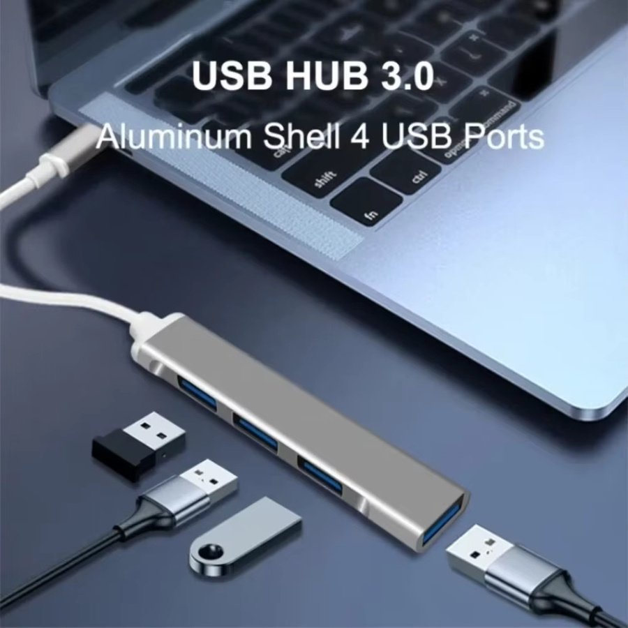 PzzPss 4 in 1 USB C HUB High Speed USB 3.0 OTG Multi Splitter Adapter in Silber für Xiaomi Lenovo MacBook Pro - Bild 2