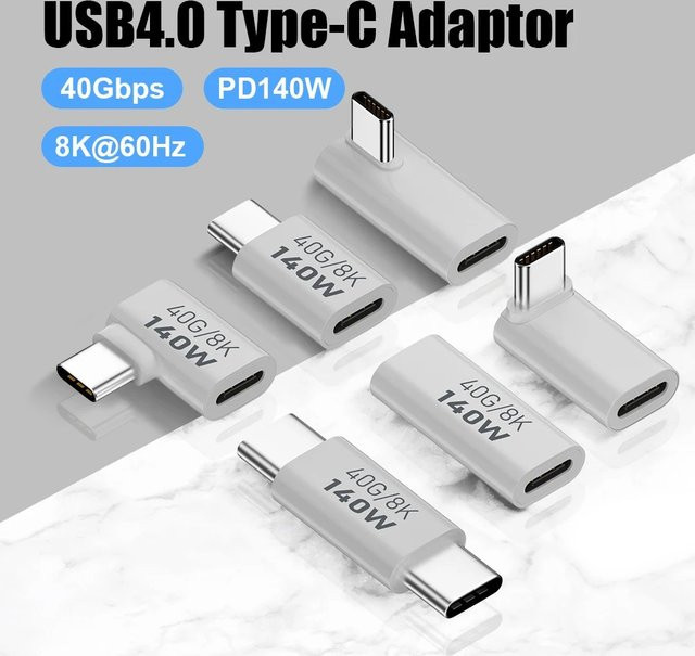 USB Typ C auf Stecker Adapter PD 3.1 mit 140W Leistung, 40Gbps Datensynchronisierung und 8K@60Hz Unterstützung, USB C OTG-Konverter für MacBook Pro - Bild 1