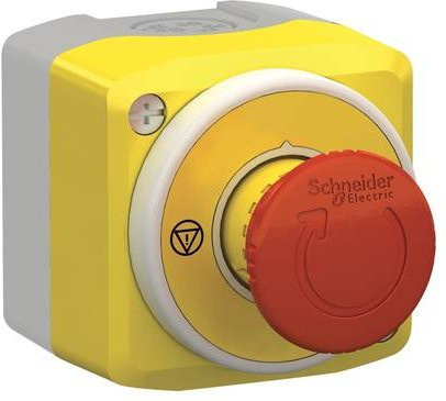 Schneider Electric XALK178W3B140E Not-Aus-Taster im Gehäuse mit 1 Schließer und 1 Öffner, Farbe Gelb, Schutzart IP66 IP67 IP69 IP69K - Bild 1