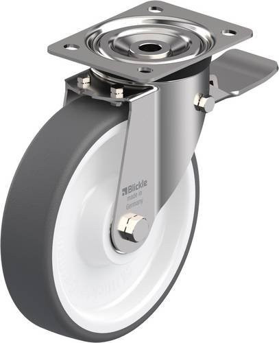 Blickle Lenkrolle LX-POTH 200XK-ST mit Feststeller in Grau und Weiß aus Edelstahl, Rad-Durchmesser: 20 cm, Tragfähigkeit: 400 kg - Bild 1
