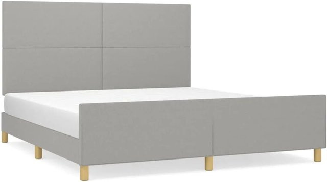 vidaXL Bettgestell mit Kopfteil in Hellgrau aus Stoff und Holz B/T/H: 180 x 200 x 186 cm - Bild 1