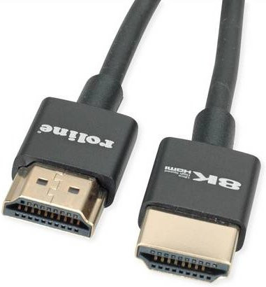 Roline 8K HDMI Ultra HD Kabel mit Ethernet Slim ST/ST in Schwarz, Länge: 1,5 m - Bild 1