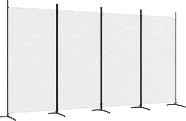 vidaXL Paravent aus Stoff in Weiß, 4-teilig, B: 346 cm, H: 180 cm - Bild 1
