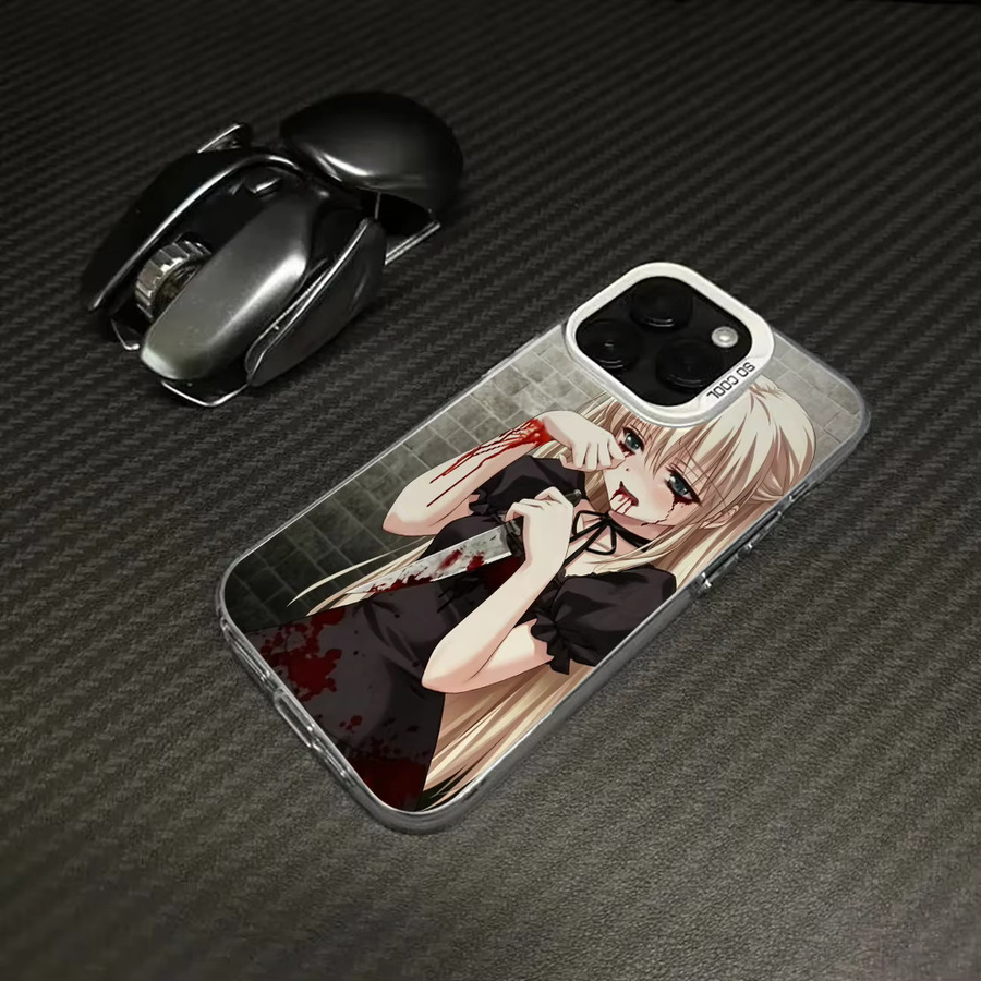 Gothic Anime Yandere Girl Handyhülle für iPhone 17 16 15 11 Pro Max X XR XS Plus in Multicolour mit matter Hartschale - Bild 3