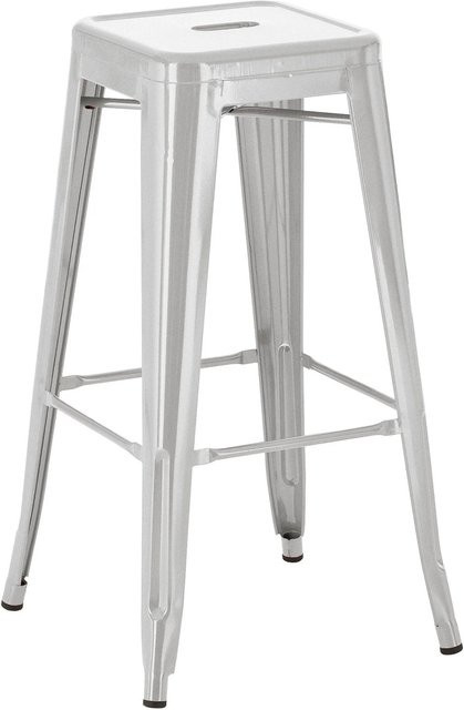 DELUKE Barhocker DOLAN moderner Barstuhl aus Metall in Silber, B/T/H: 43 x 43 x 76 cm - Bild 1