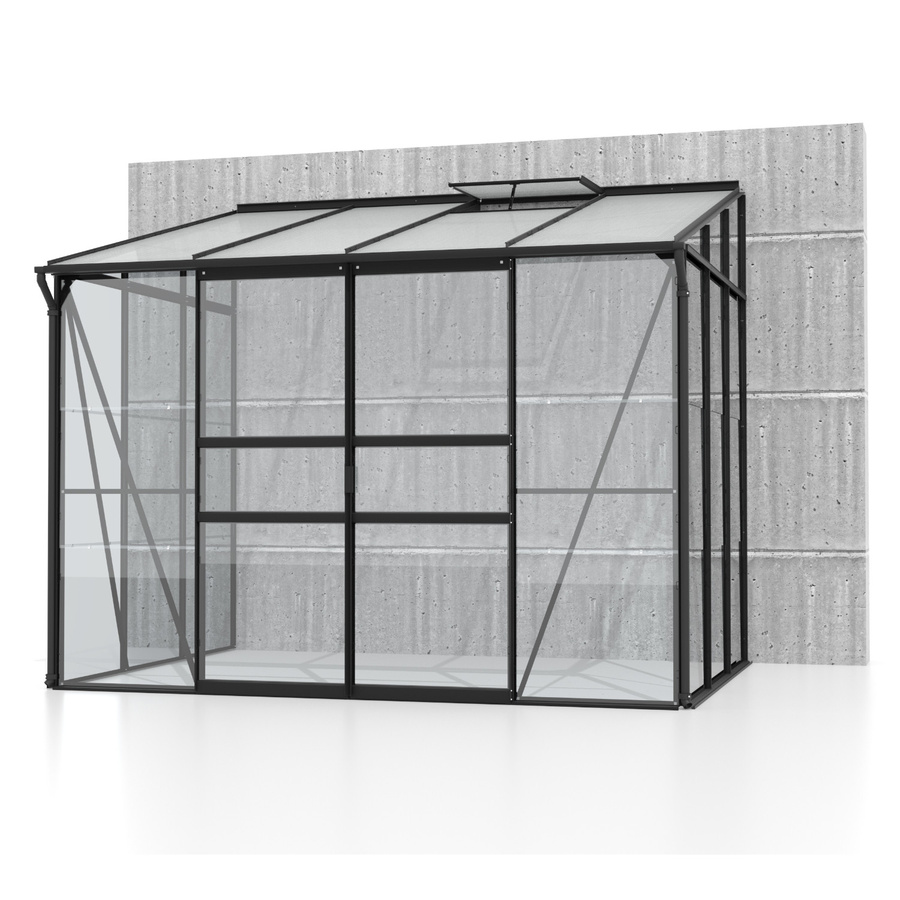 Vitavia Anlehn-Gewächshaus Ida 5200 Schwarz mit Polycarbonat-Dach und Doppelschiebetür, B/T/H: 262,1 x 220,8 x 221,0 cm - Bild 2