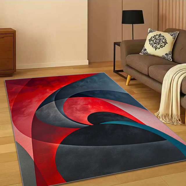 VIKAMA Moderner Teppich mit abstraktem Geometrie-Design, rutschfest, mehrfarbig, rechteckig - Bild 1