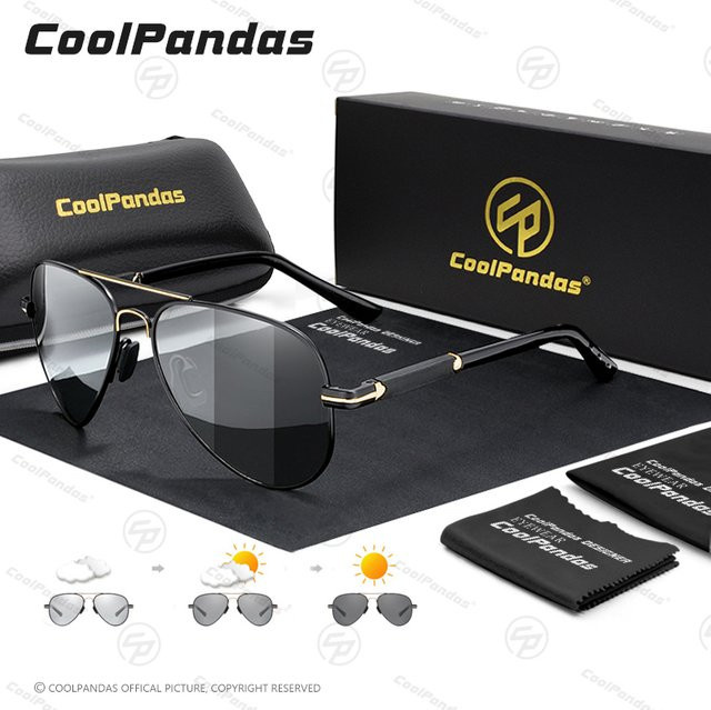CoolPandas Smartglasses, photochrome Sonnenbrille, Aviator, Vollrand, Herren, schwarz, polarisiert - Bild 1